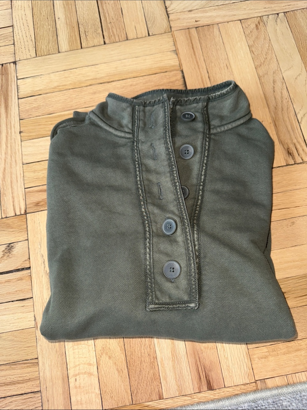 Aerie Oversized Olive Green Button Henley Top